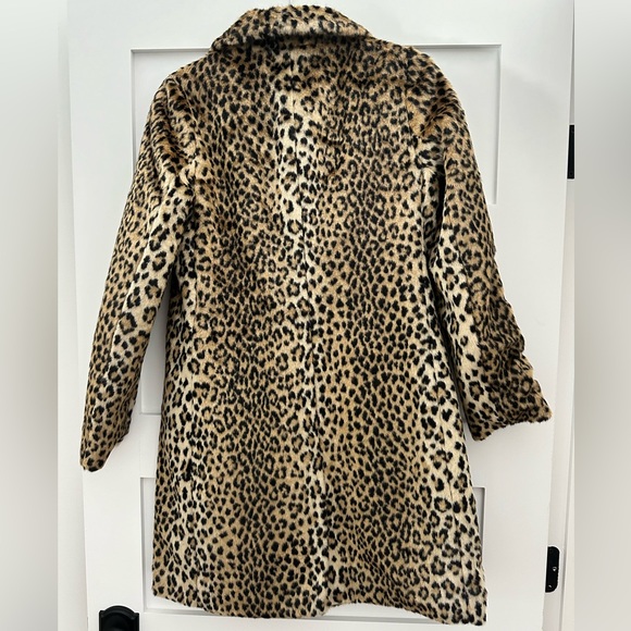 Aqua faux fur leopard jacket. Size small - Picture 5 of 8
